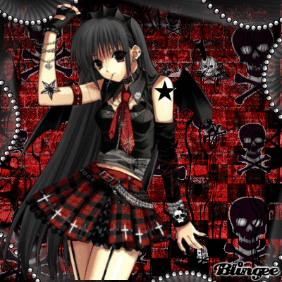 rot-schwarzes goth scene anime girl mit fluegeln